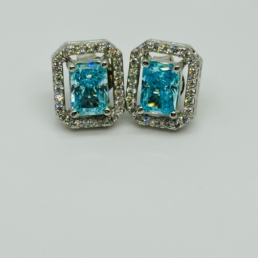 Sterling Silver Blue CZ Earrings